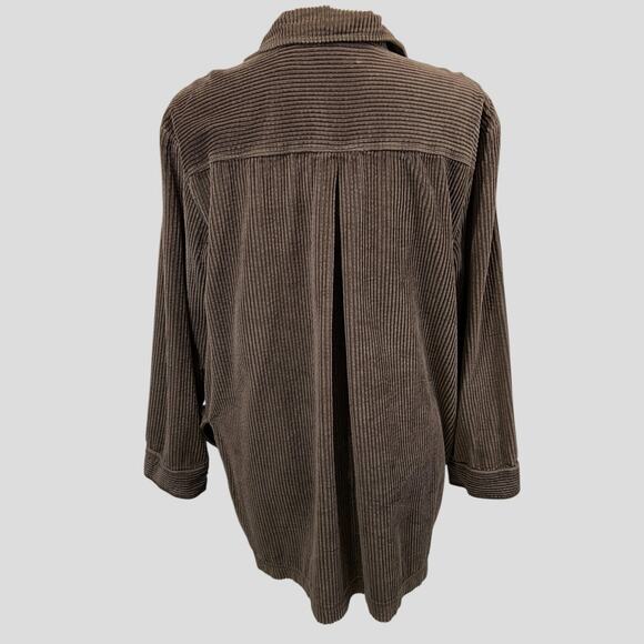 J.Jill Corduroy Shirt Jacket Shaket Size Medium Brown Button Closure - Picture 3 of 10
